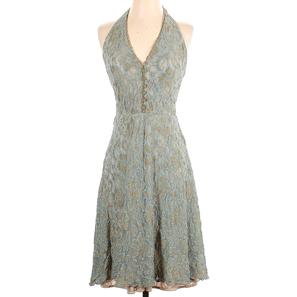 Alexia Admor V-Neck Lace Halter Dress